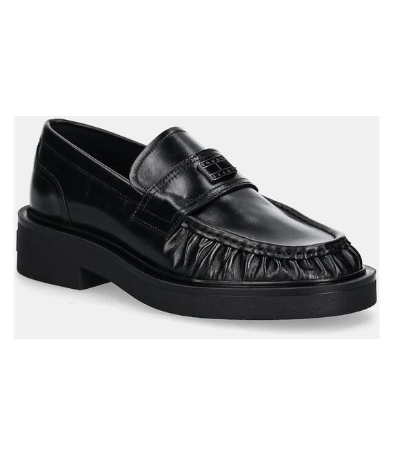 Δερμάτινα μοκασίνια Tommy Jeans TJW ORIGIN LOAFER χρώμα: μαύρο, EN0EN02708