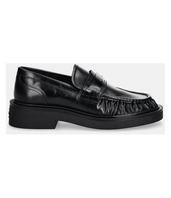 Δερμάτινα μοκασίνια Tommy Jeans TJW ORIGIN LOAFER χρώμα: μαύρο, EN0EN02708