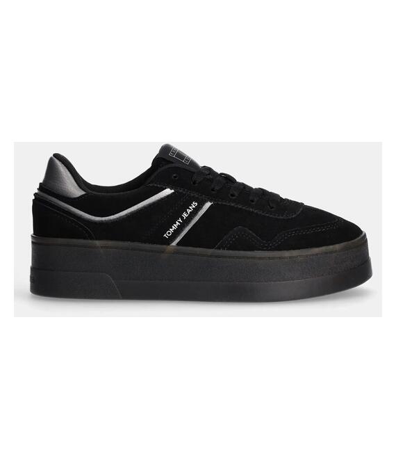 Σουέτ αθλητικά παπούτσια Tommy Jeans THE GREENWICH FLATFORM ELEVATED χρώμα: μαύρο, EN0EN02676