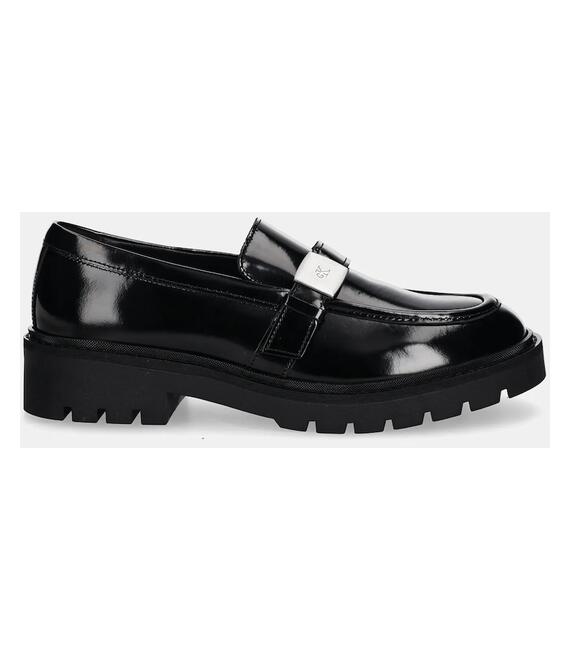 Δερμάτινα μοκασίνια Calvin Klein Jeans FLATFORM SHOE DRIVER HDW χρώμα: μαύρο, YW0YW01657