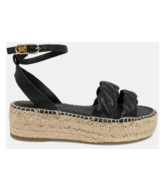 Δερμάτινα σανδάλια Tommy Hilfiger LEATHER ROPE REAL ESPAD SANDAL χρώμα: μαύρο, FW0FW08496