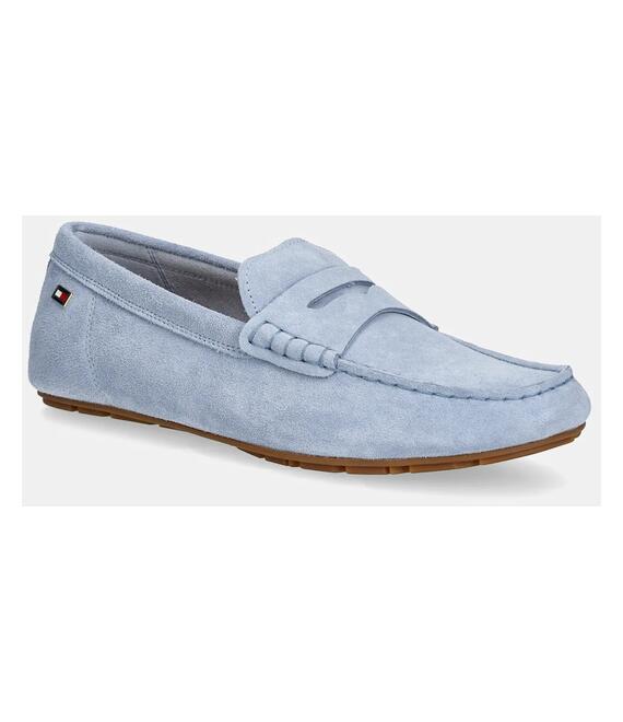 Μοκασίνια σουέτ Tommy Hilfiger FLAG SOFT SUEDE DRIVER LOAFER χρώμα: μπλε, FW0FW08558