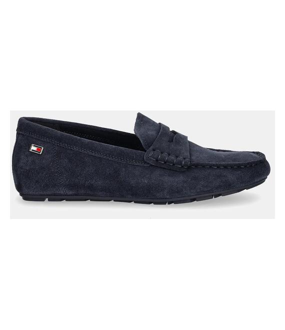 Μοκασίνια σουέτ Tommy Hilfiger FLAG SOFT SUEDE DRIVER LOAFER χρώμα: ναυτικό μπλε, FW0FW08558