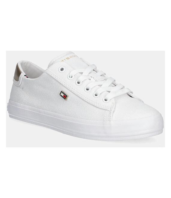 Πάνινα παπούτσια Tommy Hilfiger VULC CANVAS LACE UP SNEAKER χρώμα: άσπρο, FW0FW08647