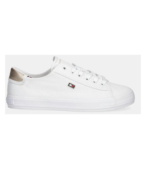 Πάνινα παπούτσια Tommy Hilfiger VULC CANVAS LACE UP SNEAKER χρώμα: άσπρο, FW0FW08647