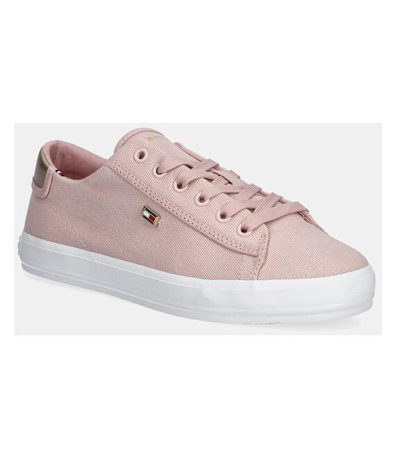 Πάνινα παπούτσια Tommy Hilfiger VULC CANVAS LACE UP SNEAKER χρώμα: ροζ, FW0FW08647
