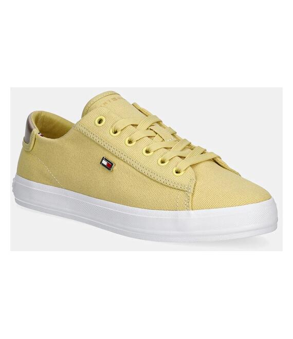 Πάνινα παπούτσια Tommy Hilfiger VULC CANVAS LACE UP SNEAKER χρώμα: κίτρινο, FW0FW08647