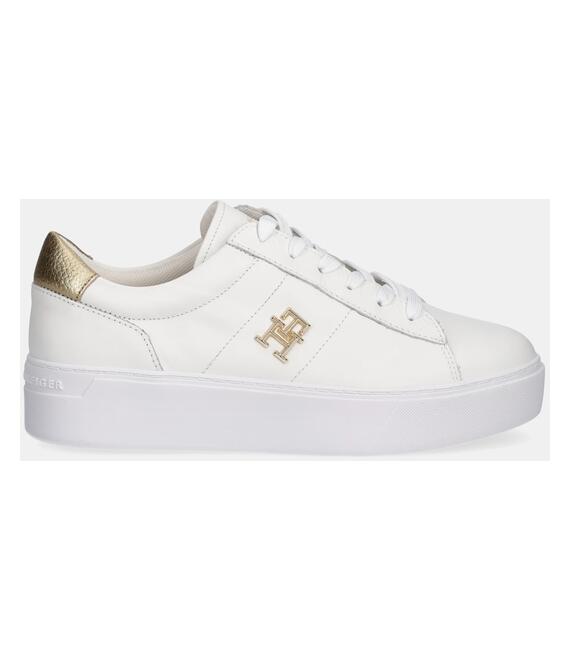 Δερμάτινα αθλητικά παπούτσια Tommy Hilfiger PLATFORM COURT SNEAKER METALLICS χρώμα: άσπρο, FW0FW08648