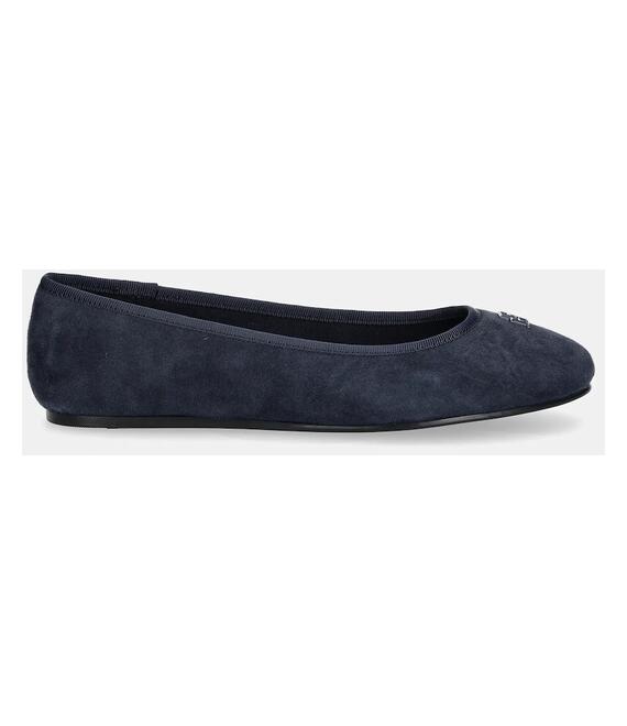 Μπαλαρίνες σουέτ Tommy Hilfiger TH HARDWARE SUEDE BALLERINA χρώμα: ναυτικό μπλε, FW0FW08655