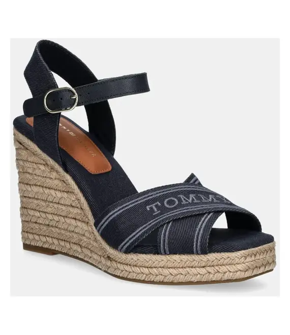 Σανδάλια Tommy Hilfiger TOMMY HILFIGER ESPAD HIGH WEDGE χρώμα: ναυτικό μπλε, FW0FW08668