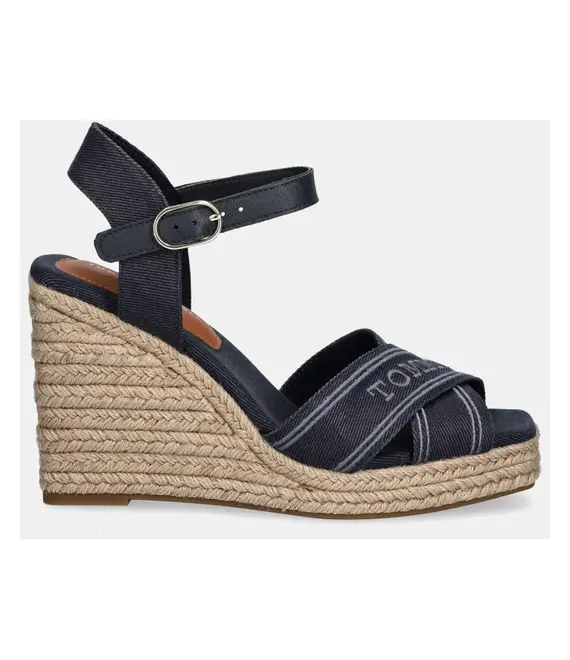 Σανδάλια Tommy Hilfiger TOMMY HILFIGER ESPAD HIGH WEDGE χρώμα: ναυτικό μπλε, FW0FW08668