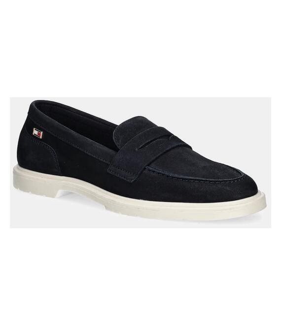 Μοκασίνια nubuck Tommy Hilfiger FLAG SOFT NUBUCK LOAFER χρώμα: ναυτικό μπλε, FW0FW08679