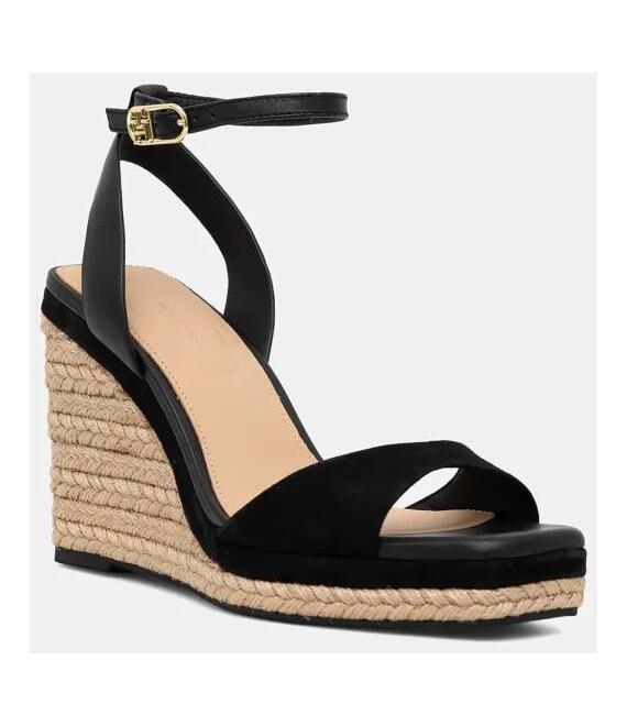 Δερμάτινα σανδάλια Tommy Hilfiger LEATHER & SUEDE HIGH WEDGE ESPAD χρώμα: μαύρο, FW0FW08803