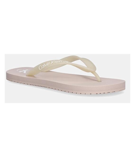Σαγιονάρες Calvin Klein Jeans BEACH SANDAL TRANSPARENT TPU χρώμα: μπεζ, YW0YW01829