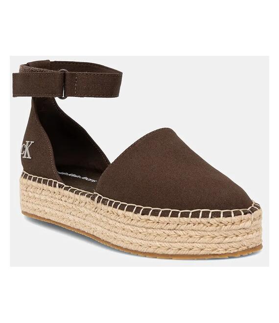 Εσπαντρίγιες Calvin Klein Jeans FLATFORM ESPADRILLE SLING MG χρώμα: καφέ, YW0YW01735