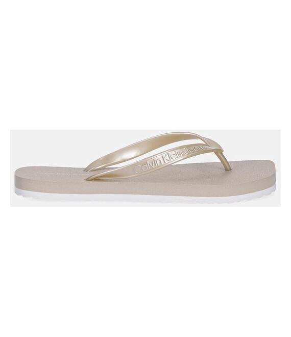 Σαγιονάρες Calvin Klein Jeans THONG+ TPU METALLIC χρώμα: μπεζ, YW0YW01720