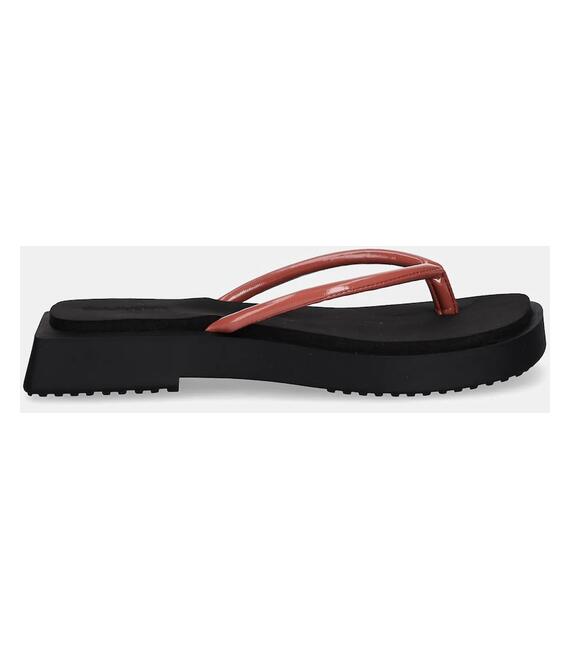 Σαγιονάρες Calvin Klein Jeans SQ LOW WEDGE SANDAL STITCH χρώμα: ροζ, YW0YW01716