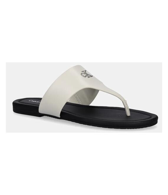 Σαγιονάρες Calvin Klein Jeans FLAT SANDAL TOEPOST MG χρώμα: μπεζ, YW0YW01691