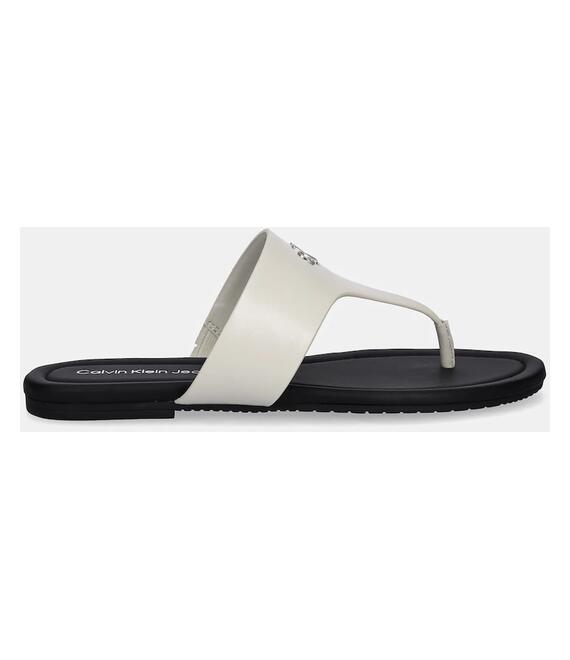 Σαγιονάρες Calvin Klein Jeans FLAT SANDAL TOEPOST MG χρώμα: μπεζ, YW0YW01691