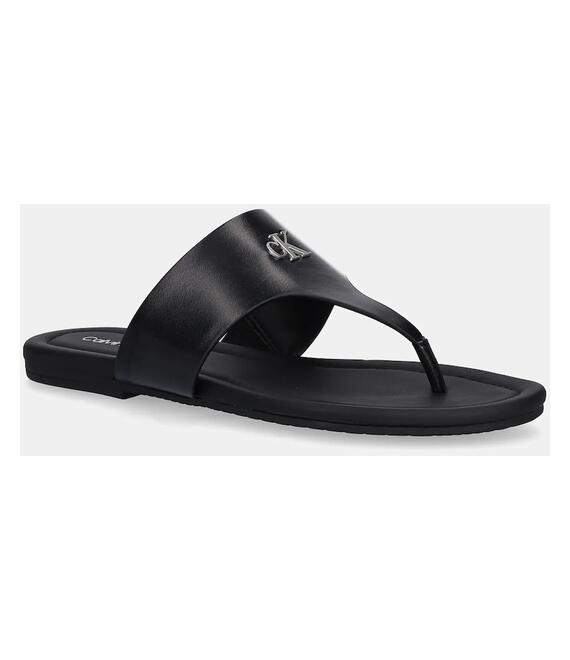 Σαγιονάρες Calvin Klein Jeans FLAT SANDAL TOEPOST MG χρώμα: μαύρο, YW0YW01691