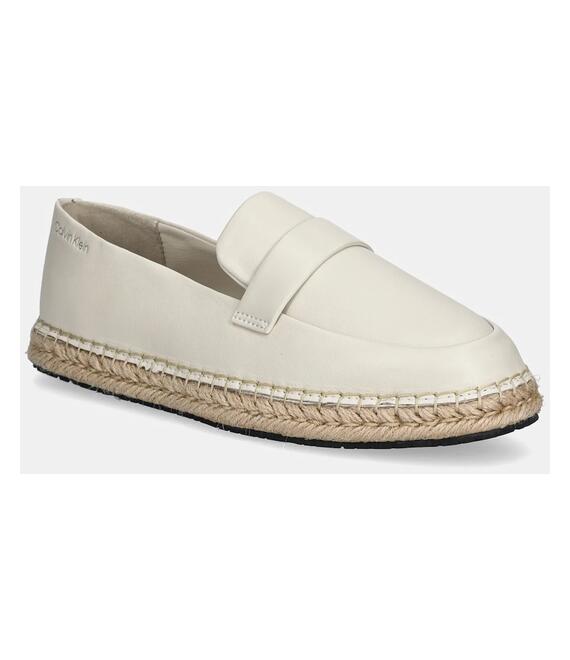 Δερμάτινες εσπαντρίγιες Calvin Klein ESPADRILLE W/CK HW - LTH χρώμα: μπεζ, HW0HW02390