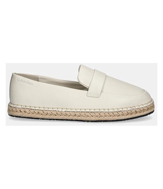 Δερμάτινες εσπαντρίγιες Calvin Klein ESPADRILLE W/CK HW - LTH χρώμα: μπεζ, HW0HW02390