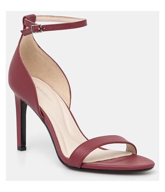 Σανδάλια Calvin Klein HEEL SANDAL 90 - LTH χρώμα: μπορντό, HW0HW02337