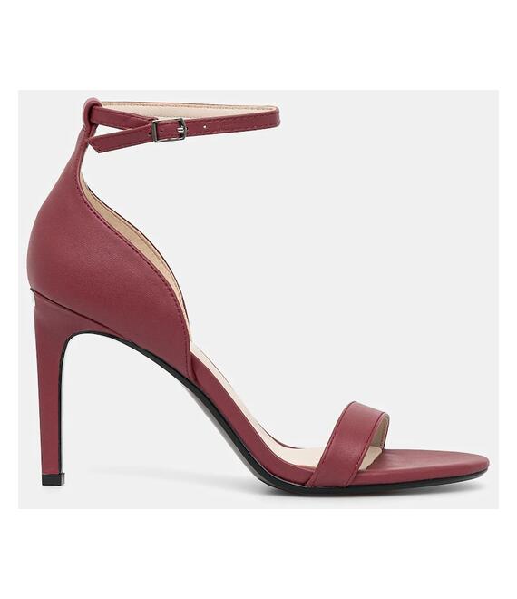 Σανδάλια Calvin Klein HEEL SANDAL 90 - LTH χρώμα: μπορντό, HW0HW02337