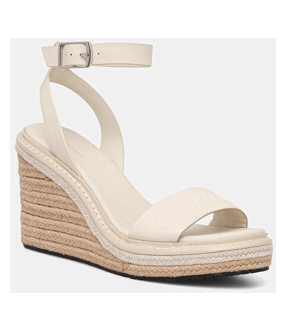 Δερμάτινα σανδάλια Calvin Klein WEDGE SANDAL 70 - HE χρώμα: μπεζ, HW0HW02376
