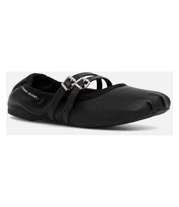 Δερμάτινες μπαλαρίνες Tommy Jeans BALLERINA χρώμα: μαύρο, EN0EN02720