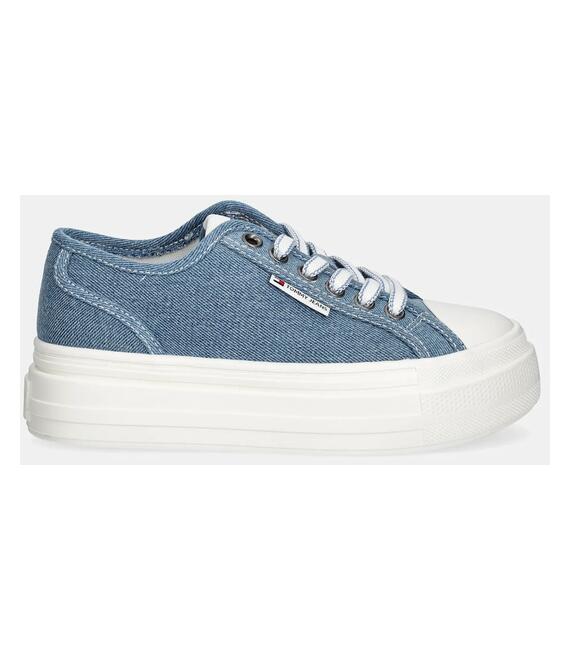 Πάνινα παπούτσια Tommy Jeans FOXING FLATFORM LC χρώμα: μπλε, EN0EN02736