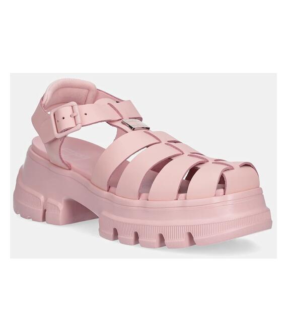 Δερμάτινα σανδάλια Tommy Jeans FISHERMAN SANDAL χρώμα: ροζ, EN0EN02751