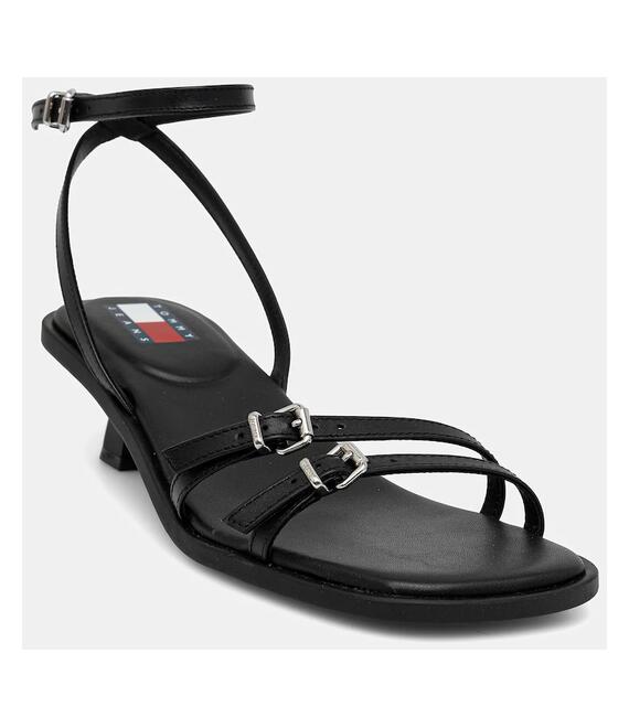 Δερμάτινα σανδάλια Tommy Jeans THE NOHO SANDAL χρώμα: μαύρο, EN0EN02779