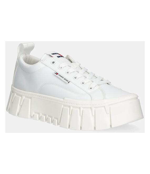 Αθλητικά Tommy Jeans FLATFORM SNEAKER NYLON χρώμα: άσπρο, EN0EN02793
