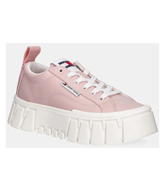 Αθλητικά Tommy Jeans FLATFORM SNEAKER NYLON χρώμα: ροζ, EN0EN02793