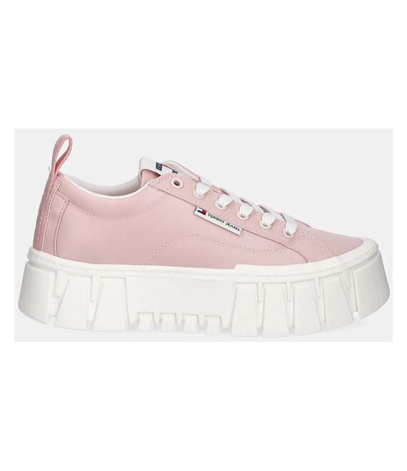 Αθλητικά Tommy Jeans FLATFORM SNEAKER NYLON χρώμα: ροζ, EN0EN02793