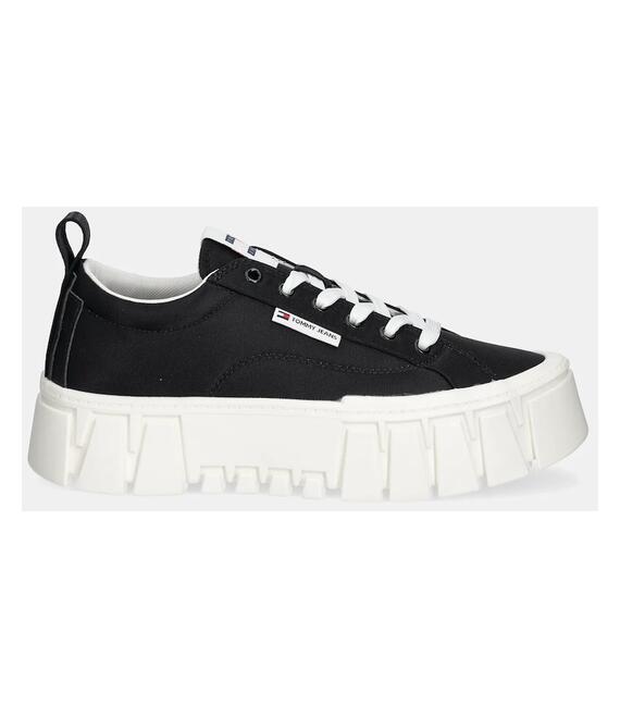 Αθλητικά Tommy Jeans FLATFORM SNEAKER NYLON χρώμα: μαύρο, EN0EN02793