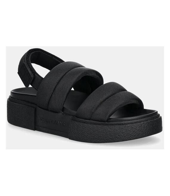 Σανδάλια Tommy Jeans FLATFORM SANDAL χρώμα: μαύρο, EN0EN02802