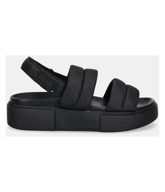 Σανδάλια Tommy Jeans FLATFORM SANDAL χρώμα: μαύρο, EN0EN02802