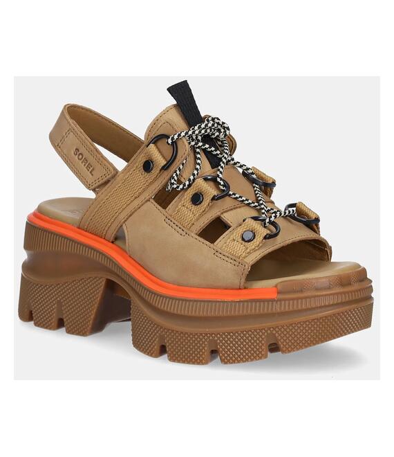 Σανδάλια nubuck Sorel REIN CB LACE PLATFORM HE χρώμα: μπεζ, 2113101263