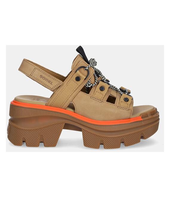 Σανδάλια nubuck Sorel REIN CB LACE PLATFORM HE χρώμα: μπεζ, 2113101263
