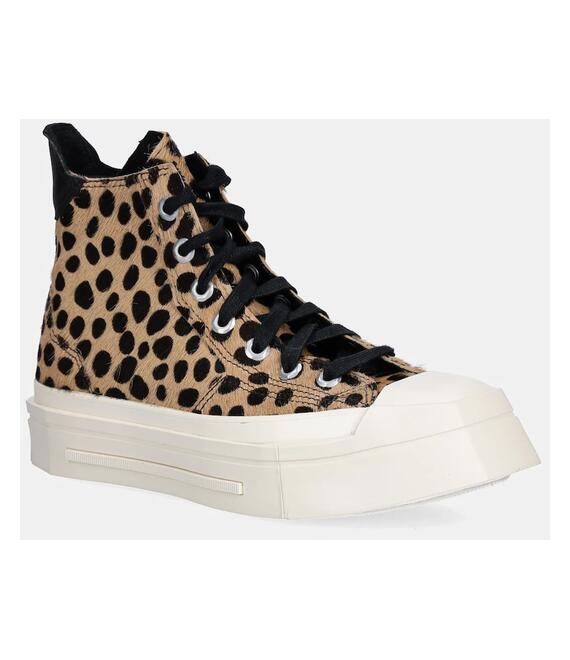 Δερμάτινα ελαφριά παπούτσια Converse Chuck 70 De Luxe Heel Squared χρώμα: μπεζ, A12814C