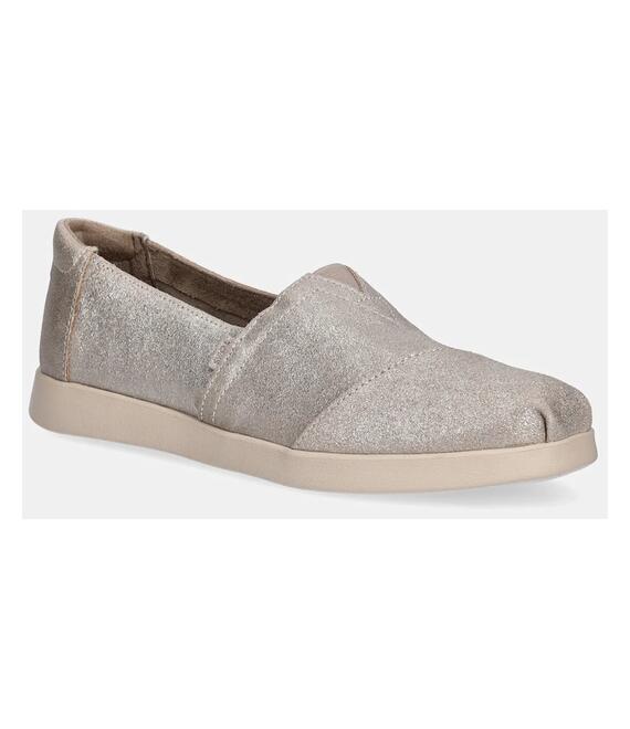 Εσπαντρίγιες Toms CHAMPAGNE METALLIC SUEDE χρώμα: ασημί, 10021548