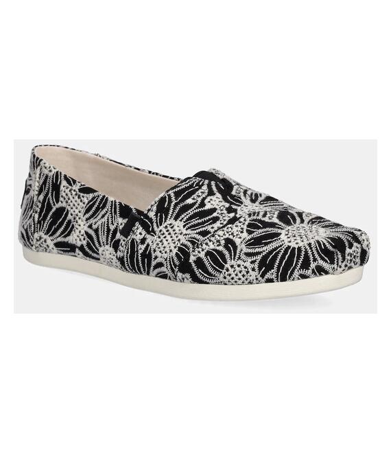 Πάνινα παπούτσια Toms OVERSIZED FLORAL EYELET χρώμα: μαύρο, 10021888