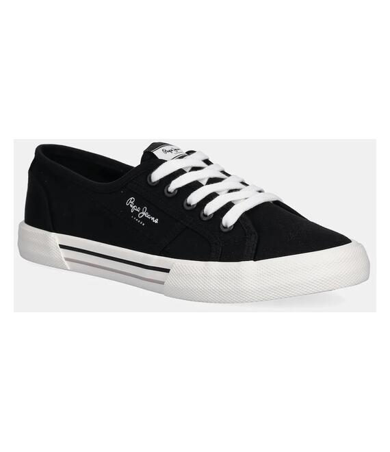 Πάνινα παπούτσια Pepe Jeans BRADY BASIC W χρώμα: μαύρο, PLS31287