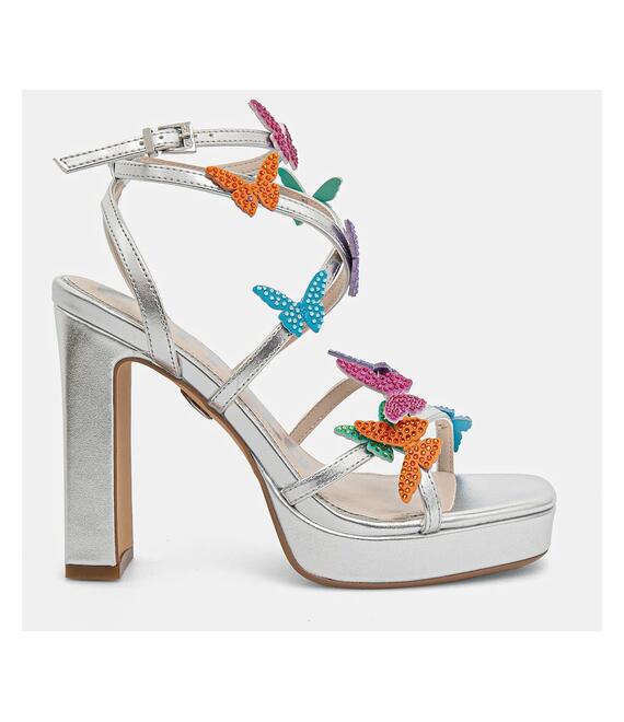 Σανδάλια Buffalo June Mss Butterfly Glam χρώμα: ασημί, 1291615-SLV