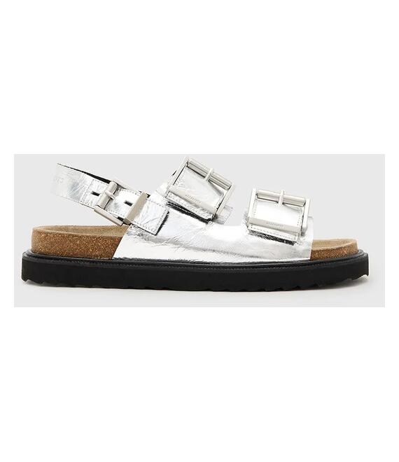 Δερμάτινα σανδάλια AllSaints Isla Sandal χρώμα: ασημί, W044FC