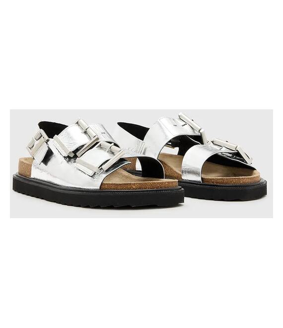 Δερμάτινα σανδάλια AllSaints Isla Sandal χρώμα: ασημί, W044FC