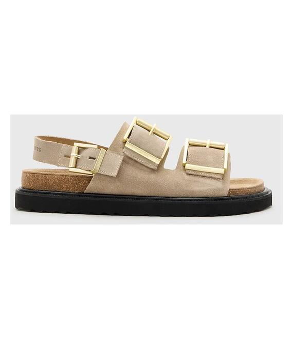 Σανδάλια σουέτ AllSaints Isla Sandal χρώμα: μπεζ, W045FC