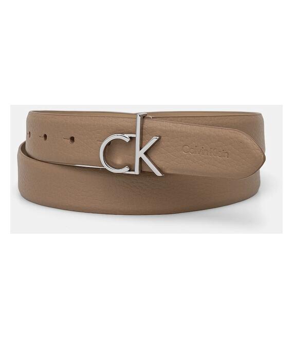 Δερμάτινη ζώνη Calvin Klein χρώμα: μπεζ, K60K613073